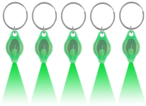 MODOAO LED Keychain Small Torch Light, 5 Pack Green Light Mini Flashlight, Multifunctional Keychain Emergency Light, Portable Keyring Flashlight for Camping, Hiking, Traveling, Outdoor