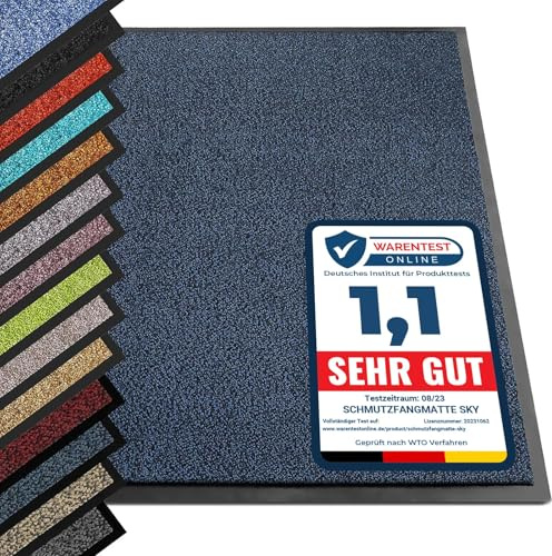 etm® Schmutzfangmatte - Fußmatte in vielen Größen - Türmatte Fußabstreifer für Haustür innen und außen (Blau-Schwarz, 80x120 cm)