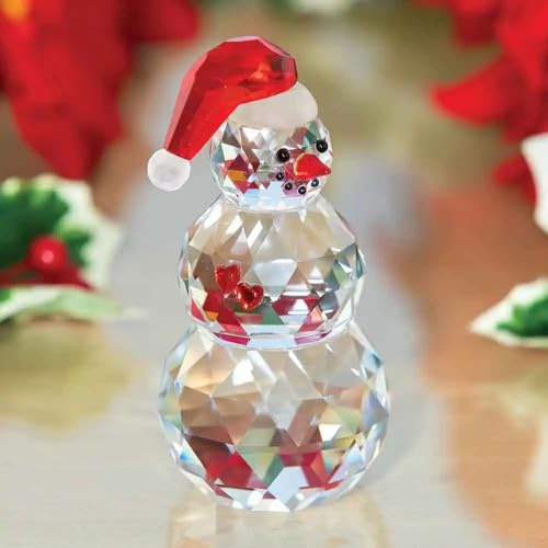 Bits and Pieces Crystal Snowman Figurine – Large Snowman - 5 1/4