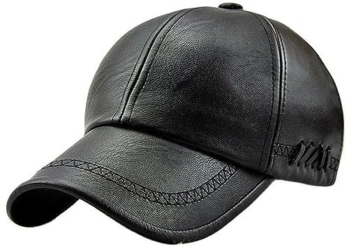 Cappello da uomo con visiera corta in pelle PU e velluto casual berretto da baseball medio e anziano caldo all'aperto freddo anatra cap visiera ragazzi, Nero , Taglia unica