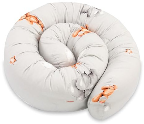 Totsy Baby Seitenschläferkissen Bettschlange Body Pillow 400 cm Baumwolle - Kopfkissen lang Bettrolle Schlafkissen Nackenrolle Kissen Teddybären