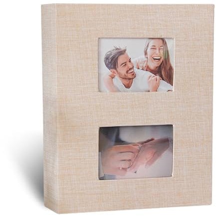 Photo Albums, 6x4 50 Pages 200 Photos Linen Photo Album, Slip In Photo Album Large Capacity Pictures Book Perfect Gifts for Family Anniversary Wedding Memo Slot Children Holiday Album