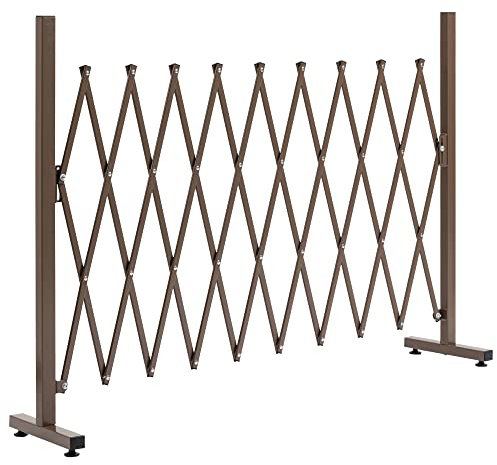 Outsunny Valla de Jardín Exterior de Aleación de Aluminio Puerta de Jardín Exterior Extensible Valla Metálica para Decoración Terraza Patio 250x31x103,5 cm Café Oscuro
