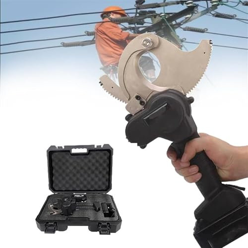 Coupe-câble à cliquet, outil de coupe de fil à batterie, ciseaux à câble, coupe-boulons pour installation de fil avec batterie lithium-ion DC 18v-4.0ah,Black