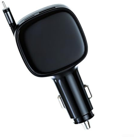 Besttoolifes Chargeur de voiture rapide pour lecteur MP3 PD 84 W avec 2 câbles rétractables, double ports USB, affichage numérique pour iPhone, Samsung, téléphones Android, tablettes, GPS