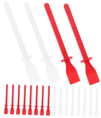 SHINEOFI 20pcs Flexible Glue Scraper and Paint Applicator Set for Crafts DIY, Handheld Spreader Applicator White and Red Plastic Scraping Boards for Precision Glue Dispensing and Art Projects