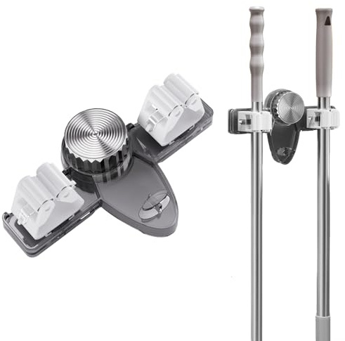 Kaezuy Mop-Clip Saugnapf Halterung Selbstklebend Wandhalterung Organizer für Besen Mopp Krücken Gartenwerkzeuge Küche Badezimmer Glas Fliesen (B)