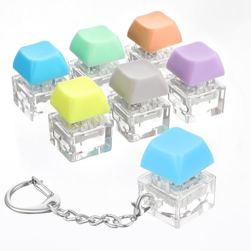 MBAIYO 6 Pack Keyboard Fidget Toy, Keyboard Fidget Keychain Keyboards Decompression Button Finger Clicker Toys Button Squeeze Toys Finger Toy for Office Pass the Time Stress Relief Gifts