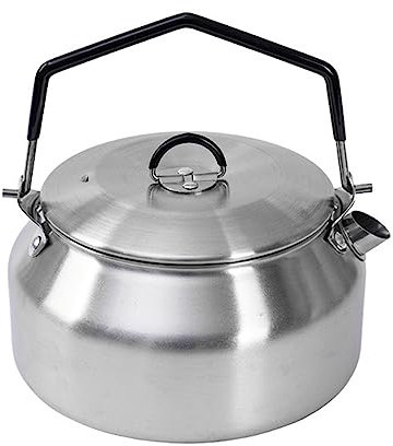 Tetera de acero inoxidable de 1 litro con mango plegable para exteriores, botella de agua para senderismo, cocina