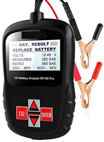 Battery Tester, BT100 6V 12V Car Battery Tester For Flooded AGM GEL 100 to 1100CCA 200AH Battery Health Analyzer Diagnostic Tool