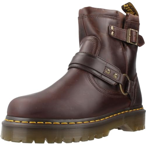 Dr. Martens Unisex-Adult Anistone Harness Motorcycle Boot, Dark Brown, 13 Women/12 Men