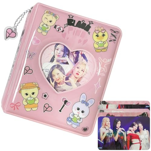 Photocard Binder, Photocard Holder 3 Zoll, Photo Card Binder | 32 Pockets Mini Fotoalbum, Merch Geschenke für Koreanische Girlgroup (Zufällig 3-5 kleine Karten)