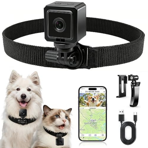 AEZ Pet Camera Collar, 1080P Hotspot WiFi Action Camera, APP Control Magnetic Wearable Pet Cam Sport DV Collar Camera for Cats/Dogs or Body Camera(No SD Card Included)