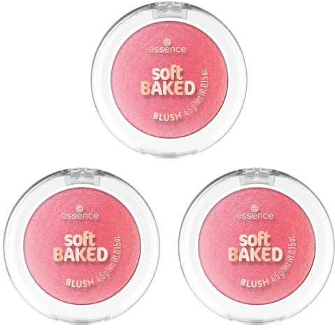 essence soft BAKED BLUSH, Rouge, Nr. 40, Pink, Expressergebnis, schimmernd, vegan, ölfrei, ohne Parfüm, ohne Alkohol, 3er Pack (3x4.5g)