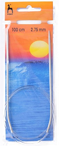 Pony Circular Fixed Classic Knitting Pins, Aluminium, Multi-Colour, 100 cm x 2.75 mm