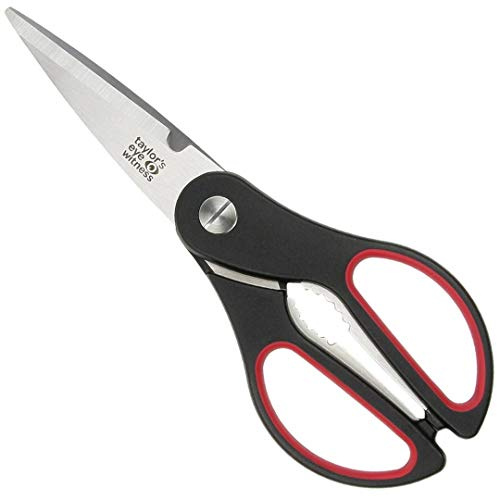 Heavy Duty Kitchen Scissor Shears - Large, Strong, Soft Grip, Dishwasher Safe, Multi-purpose, Utility Food Cooking Snips, Bottle Opener & Special Flower Stem Cutting Feature. 23cm/9”
