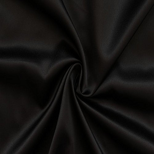 STOFFKONTOR Stretch Satin Modestoff Meterware, Kleiderstoff - Stoff glänzend - Farbe Schwarz, Breite ca. 150 cm, Gewicht ca. 160 g/lfm