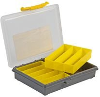 Duratool D01929 Compartment Storage Box Yellow - 30mm x 175mm x 140mm Versatile Storage Solution with Removable Inserts