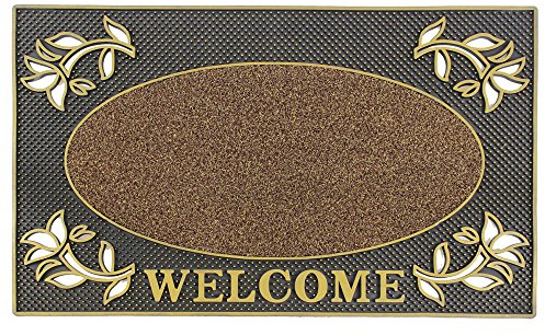 JVL Metallic Door Mat (Rectangular, Gold)