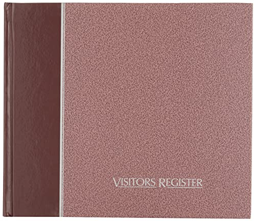 National 57803 Besökarregisterbok, vinröd inbunden, 128 sidor, 8 1/2 x 9 7/8