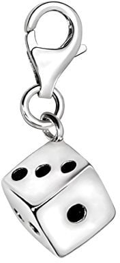 Quiges Charms Anhänger Versilbert Wurfel Versilbert Damen Schmuck für Bettelarmband