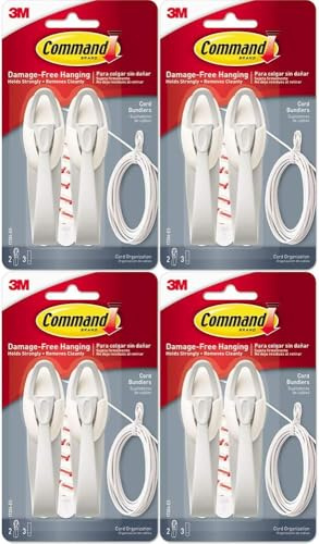 3M 17304 Command Cord Bundlers 4 Pack (8 Bundlers)
