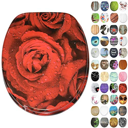 Sanilo Toilet Seat, Great Range of Colorful Toilet Seats, Stable Hinges, Easy to Mount (Rose)
