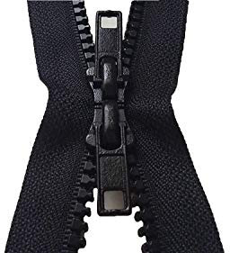 Zip con doppio cursore, colore a scelta: nero/blu navy/cachi Apribile, separabile, a scorrimento, in plastica iniettata, a cerniera, 2 cursori per doppia apertura dall'alto e dal basso., Nero , 80 cm