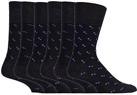 Gentle Grip Sock Shop 6 Pairs Mens Loose Soft Top Non Elastic Bamboo Socks (6-11 UK, SOMRM03)