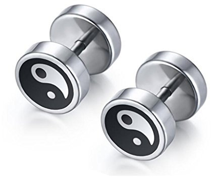 8MM Tai Chi Yin und Yang Ohrstecker Ohrringe Herren Damen Schraube Balance Piercing Ohrstecker