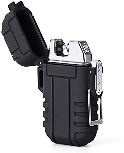 YunJiadodo Briquet à Double Arc sans Flamme pour Camping, extérieur, Portable, Coupe-Vent, étanche, alimenté par USB, Allume-feu électrique Rechargeable pour randonnée, Voyage, réchaud à gaz Barbecue