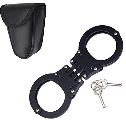 Yoghourds Double Lock Handcuffs, Adjustable Heavy Duty Steel Wrist Cuffs with 2 Keys & Handcuffs Holster in Police Edition Professional Grade