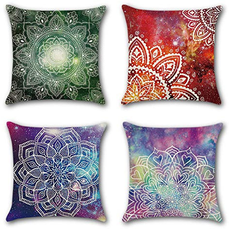 JOTOM Dekorative Kissenbezug Kissenhülle Dekokissen Stil Thema Dekokissen Sofakissen Bezug 45 x 45 cm 4er Set für Fall Sofa Auto Büro Cafe Outdoor Garten