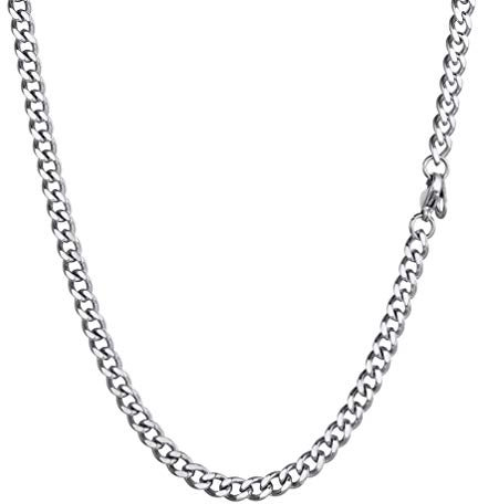 PROSTEEL Kette Collier Damen Herren 46cm/4,8mm Edelstahl massiv Panzerkette schwer Gliederkette Miami Chain Necklace Modeschmuck Accessoire für Jahrestag Weihnachten