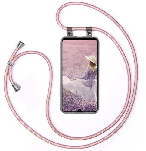 moex Handykette für Huawei P30 Pro/P30 Pro New Ed Hülle mit Band abnehmbar, Handyhülle mit Kette zum Umhängen, Handyband Kordel Umhängehülle, Necklace Handy Umhängeband, Rosegold