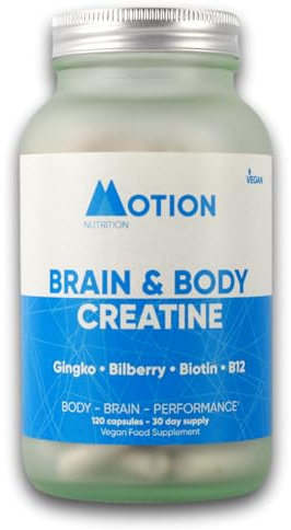 Motion Nutrition Brain & Body Creatine - Creatine Capsules for Increased Power, Speed + Mental Performance - Perfect for Sprint/Power-Based Exercise - Improves Psychological Function (120 Capsules)