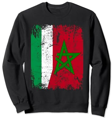 MAROCCO ITALIA Bandiera Amicizia ITALIANA MAROCCO Felpa