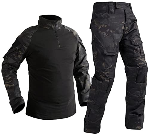 Uugood Chemises Airsoft pour hommes Pantalons Multicam Chemise de combat tactique et ensembles de pantalons Camouflage BDU Uniforme militaire Ensembles de paintball