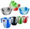 (Set of 2) 12 Tiedye Design Plastic Round Washing Up Bowl Kitchen Mixing Fruits Vegetables Wash Dish Tub Basin with 1.5L Jug/Mug with Handle & Spout for Mixing Measuring Bathroom (Random Colours)