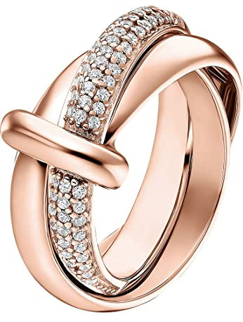 JETTE Damen-Damenring 925er Silber 62 Zirkonia 59 Roségold 32018217