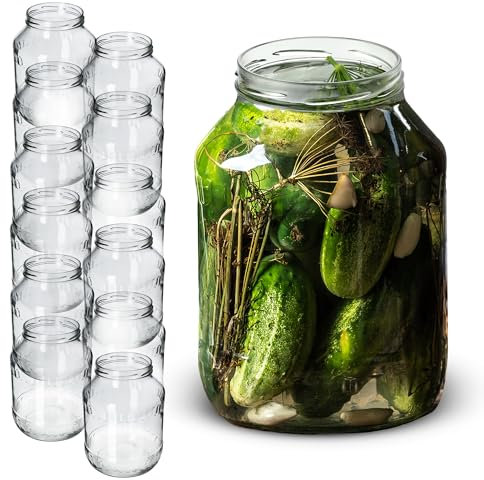 KADAX Lot de 12 bocaux de conservation ronds en verre Weck - 2,5 l - Diamètre : 100 mm - Sans couvercle