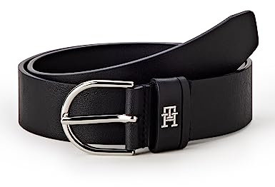 Tommy Hilfiger Damen Gürtel Timeless 3,5 cm Ledergürtel, Schwarz (Black), 80