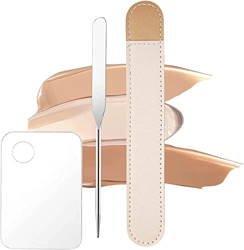 Beauty Spatula, Makeup Spatula Korean, Makeup Spatula and Sponge Set, Liquid Foundation Spatula, Stainless Steel Makeup Spatulas Palette Set, Facial Cosmetic Makeup Tool