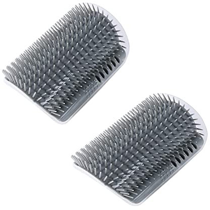 BOBOZHONG Katzenbürste,2 PCS Katze Selbst Groomer,Wand Ecke Grooming Brush Katzen Bürste Cat Self Groomer,Katzenbürste Wand Ecke Mit Packungen Katzenminze & Schrauben Zur Juckreizmassage(Grau)