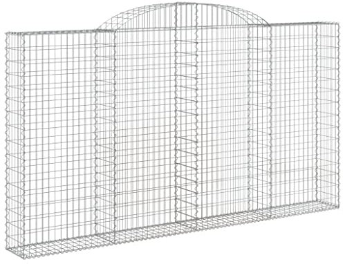 vidaXL Panier de Gabions Arqué, Cage à Gabion, Mur de Gabion, Panier à Pierre, Gabion pour Pierre Patio Extérieur, 300x30x160/180 cm Fer Galvanisé