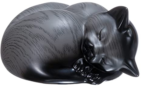 Kriss Art Pet Urns,Sleeping Resin Cremation Cat Urn, Cat Urns for Ashes, Small Animal Urn （Dark Gray）…