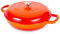 Flacher Schmortopf aus Gusseisen mit Deckel Schmortopf mit Antihaftbeschichtung ofenfest bis 260 °C Robustes, ofenfestes Suppentopf-Kochgeschirr Emaillierter Kochtopf Orange 4,7 l 32 cm