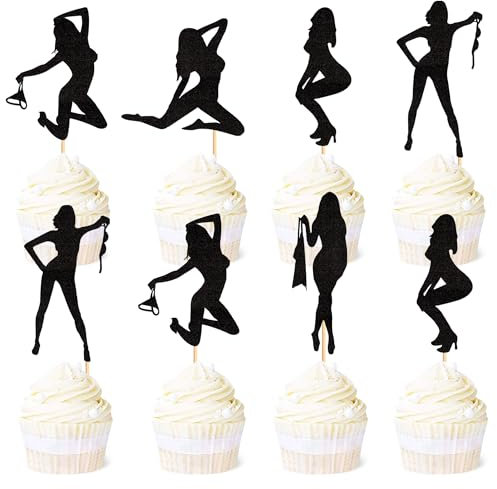 Blumomon 25 Stück Junggesellenparty Cupcake Toppers Striptease Tanz Party Kuchen Dekorationen Cupcake erwachsen Ball Musik Theme Party Geburtstagsfeier Hochzeitsfeier Dekorationen