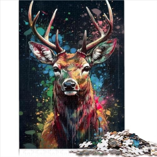 Puzzles 1000 Teile Puzzle für Erwachsene Hirsch malen Holzpuzzles für Erwachsene 1000 Teile Puzzle als Geschenke für die ganze Familie und die 1000 Teile (50x75cm)