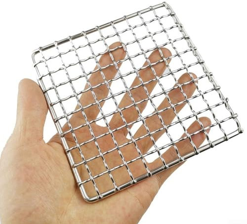 DAZZLEEX Mini Filet de Barbecue Rond ou carré en Acier Inoxydable pour l'extérieur, Haute température, pour, Camping (carré)